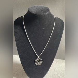 Silver Toned Zodiac Moon Phase Pentacle Necklace